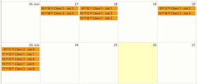 Example of Project Data Overview in a Spreadsheet